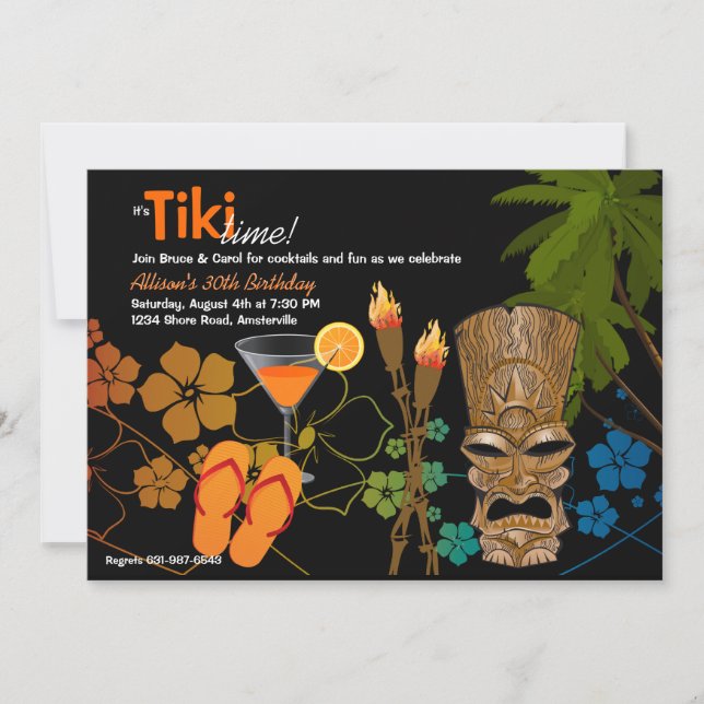 Invitación de Tiki Time Party (Anverso)