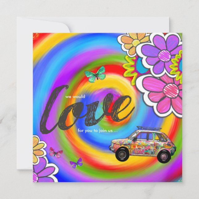 Invitación de tinte de hippy 2 de GC (Anverso)