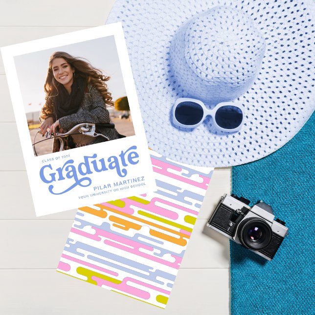 invitación de tipografía azul de foto graduada de  (Subido por el creador)