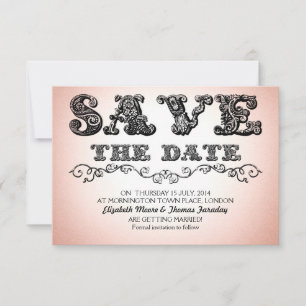 invitación de tipografía vintage rosa para guardar