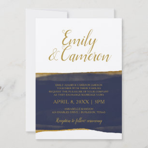 Invitación de tira de acuarela con lámina de oro f