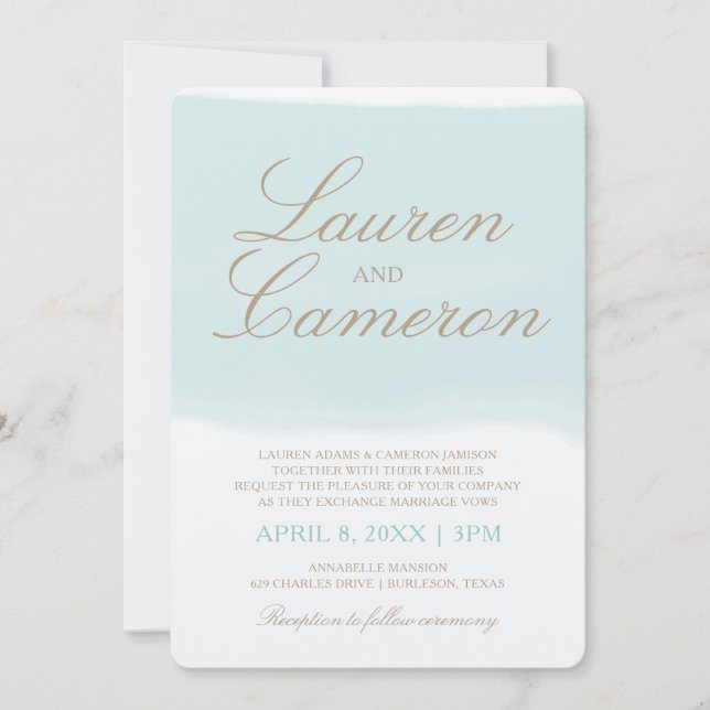 Invitación de tira de acuarela | Turquesa de playa (Anverso)