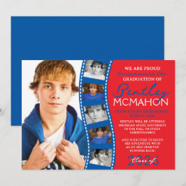Invitación de tiras de película de fotos rojas y a