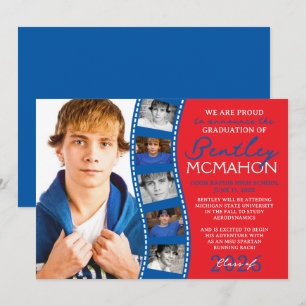 Invitación de tiras de película de fotos rojas y a