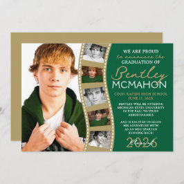 Invitación de tiras de película verde y bronce