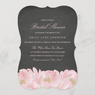 Invitación de Tiza de Bodas de Peonía Rosa