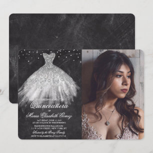 Invitación de tiza de diamante de vestido de quinc