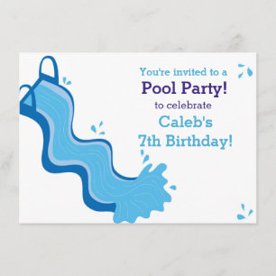 Invitación de tobogán de agua de fiesta de piscina