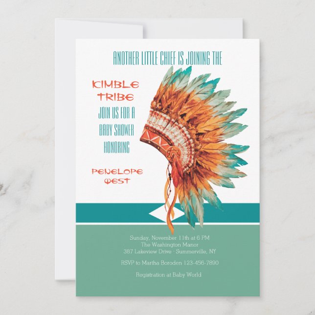 Invitación de tocado indio (Anverso)
