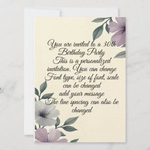 Invitación de todo floral personalizada