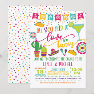 Invitación de Todo lo que Necesitas es Amor y Taco