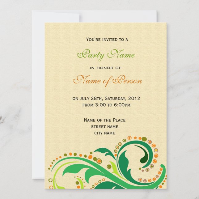 Invitación de todos los fiestas, floral giratoria (Anverso)
