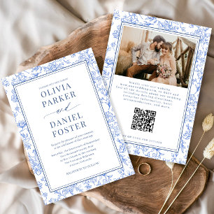 Invitación de toile de código QR de foto floral fr