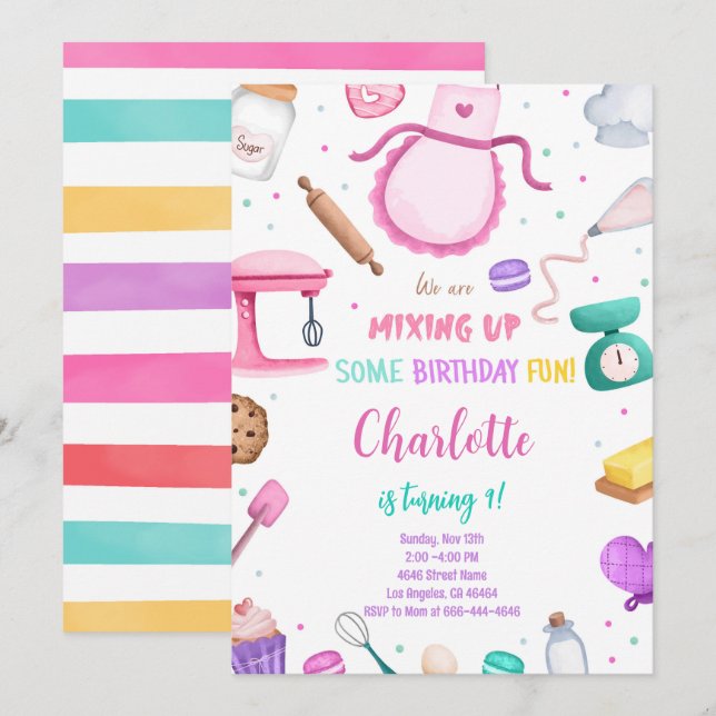 Invitación de Torta de Cumpleaños (Anverso / Reverso)