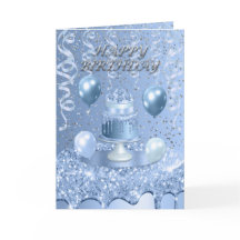 Invitación de torta de cumpleaños azul espumoso