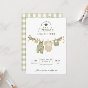 Invitación de Tractor de Granja en Ropa de Bebé