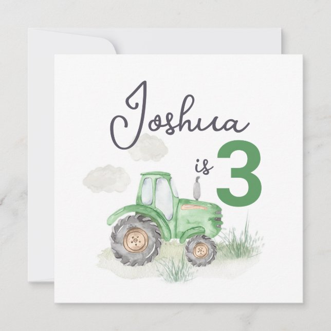 Invitación de Tractor Tema 13.3cm x 13.3cm (Anverso)