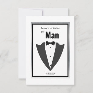 Invitación de traje de etiqueta y pajarita en blan