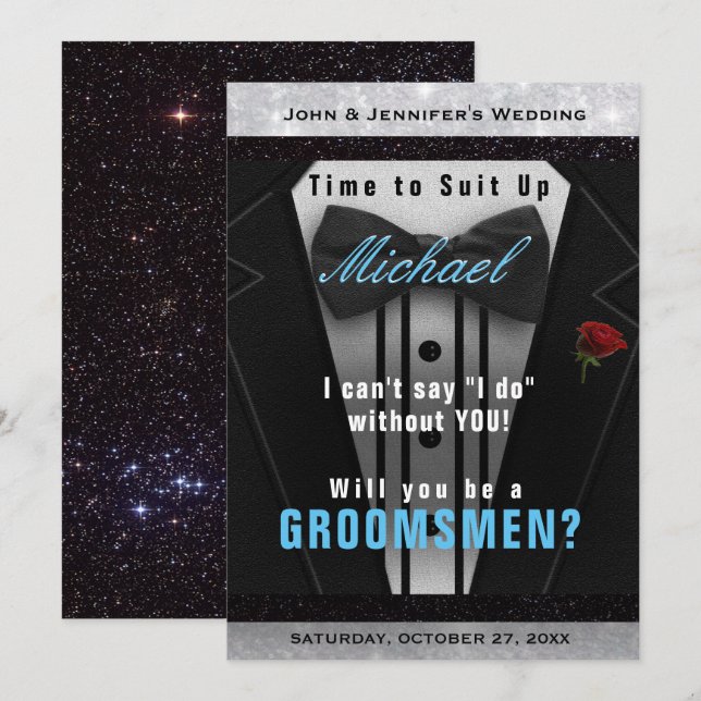 Invitación de Traje de Gala para Padrino de Boda (Anverso / Reverso)