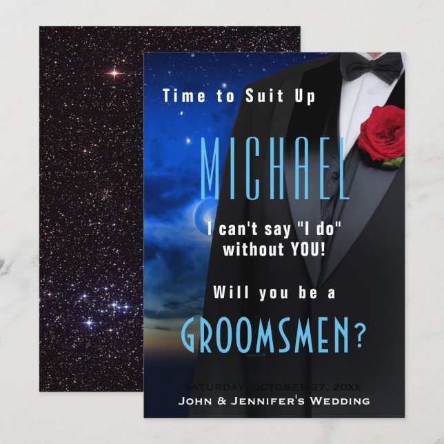 Invitación de Traje de Padrino de Boda (Anverso / Reverso)