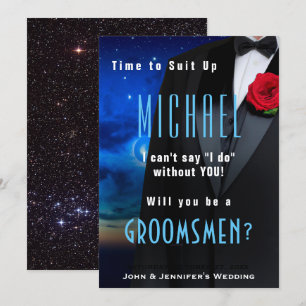 Invitación de traje de pajarito para padrino de bo