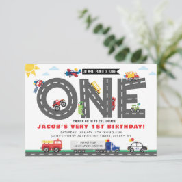 Invitación de transporte para el primer cumpleaños