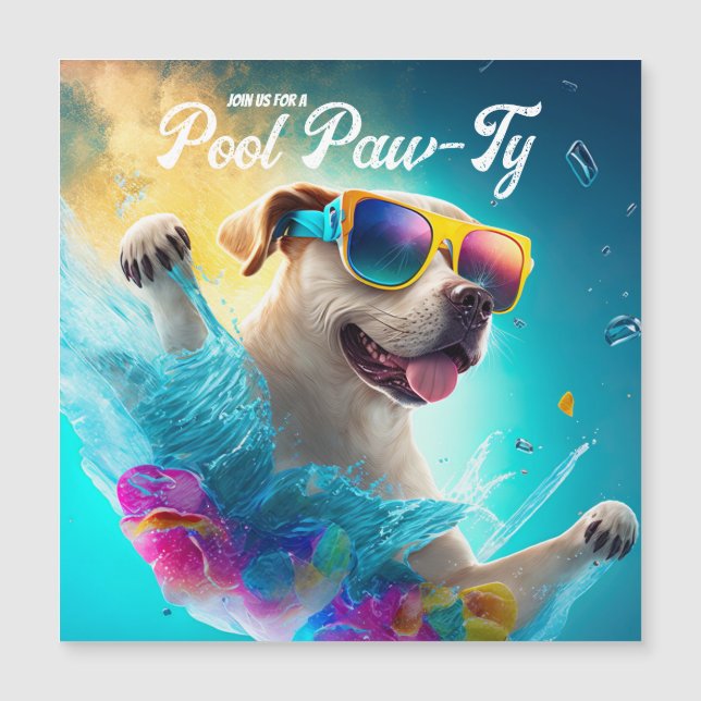 Invitación de trazo de piscina, Fiesta de cachorro (Anverso)