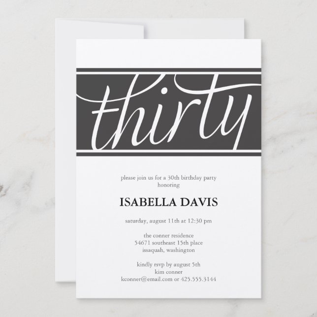 invitación de treinta cumpleaños (Anverso)