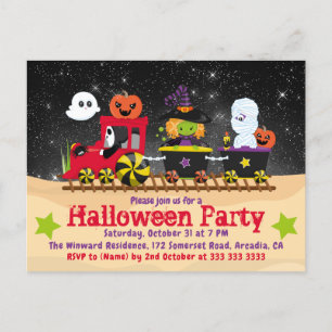 Invitación de tren de monstruos de Halloween lindo