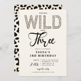 Invitación de tres cumpleaños a Leopard Young Wild