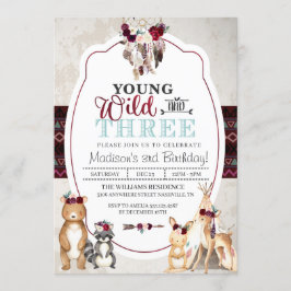 Invitación de tres cumpleaños para jóvenes silvest