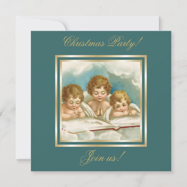 Invitación de tres lindos ángeles de oración (Anverso)