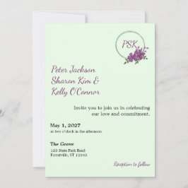 Invitación de triple unión con corona floral