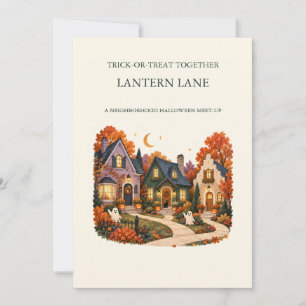 Invitación de truco o trato de Halloween en Lanter