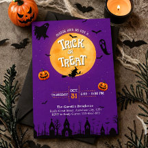 Invitación de Truco o Trato Fiesta de Halloween Mo