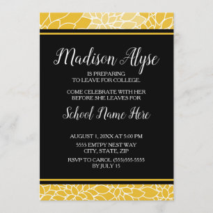 Invitación de Trunk Floral Negro Amarillo para Fie