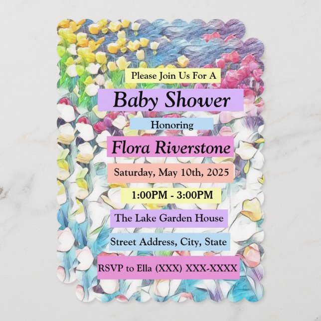 Invitación de Tulip Baby Shower (efecto flotante) (Anverso / Reverso)