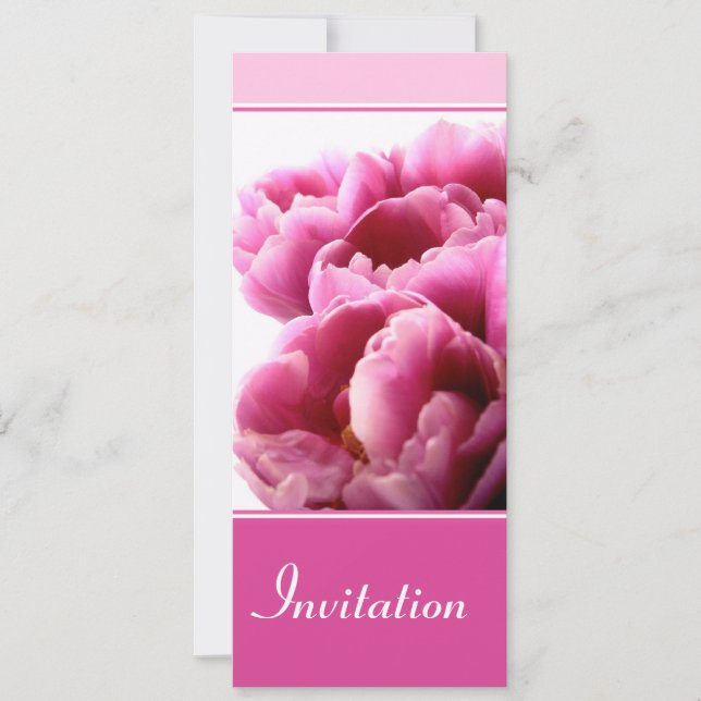 Invitación de tulipanes rosados (Anverso)