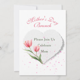 Invitación de Tulipanes Rosados Elegantes y Corazó