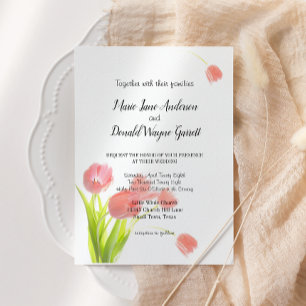 Invitación de Tulipanes Suaves Rosados Elegantes