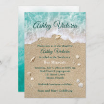 Invitación de Turquoise Beach Waves Bat Mitzvah