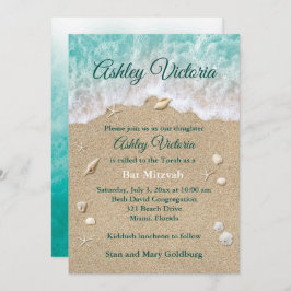 Invitación de Turquoise Beach Waves Bat Mitzvah