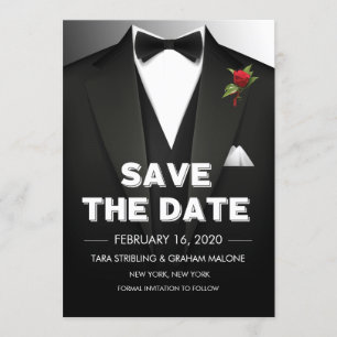 Invitación de Tuxedo para Guardar la Fecha