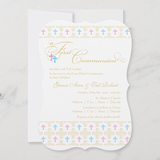 Invitación de Twin Boy y Chica First Communition (Anverso)