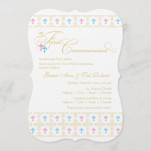 Invitación de Twin Boy y Chica First Communition