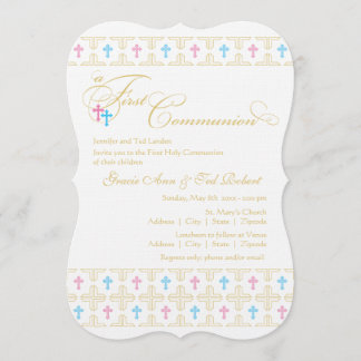 Invitación de Twin Boy y Chica First Communition