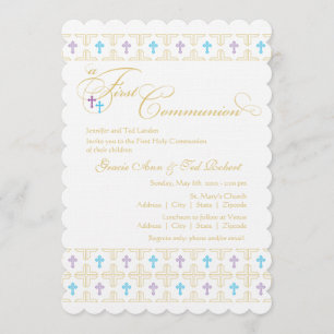 Invitación de Twin Boy y Chica First Communition