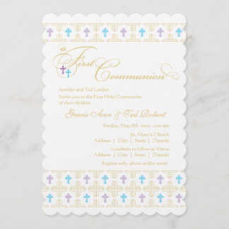 Invitación de Twin Boy y Chica First Communition