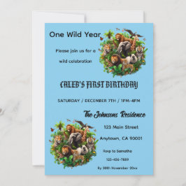 Invitación de un año salvaje de primer cumpleaños