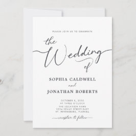 Invitación de un Boda de caligrafía gris de carbón